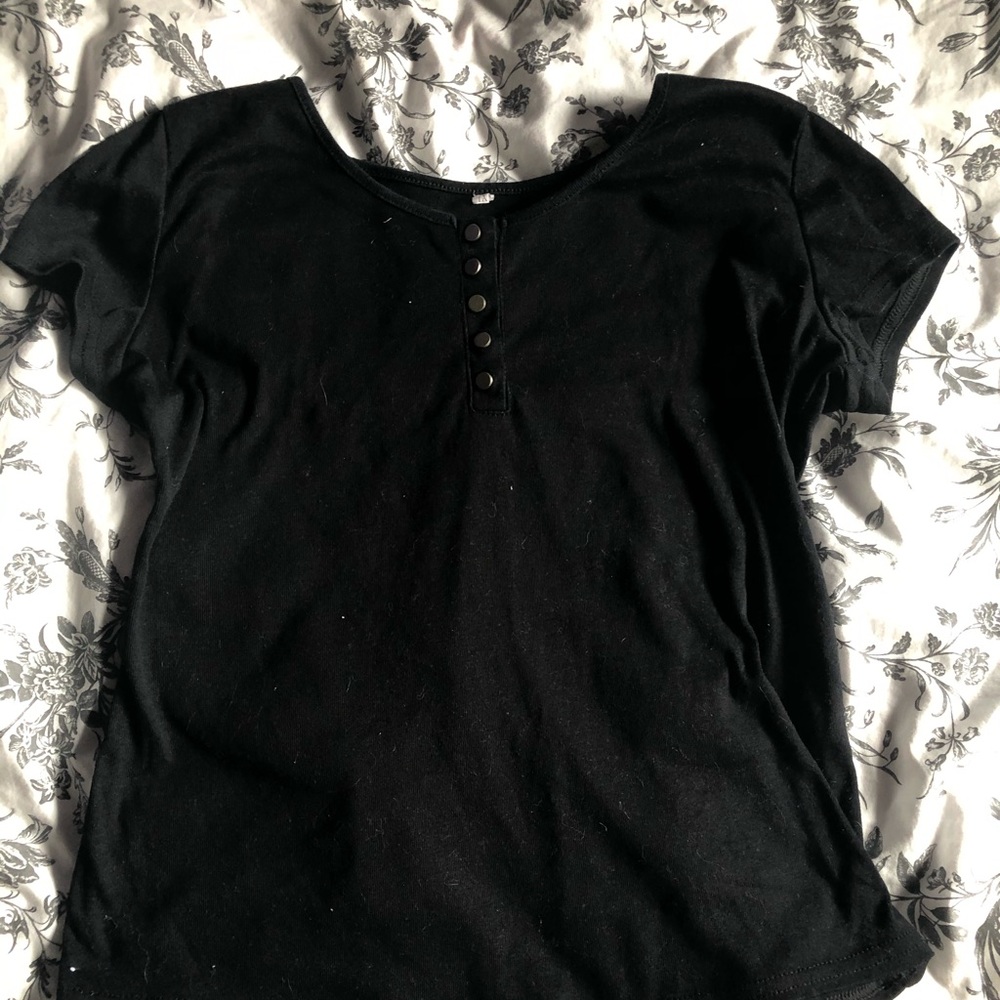 Black button up crop top